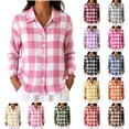 thumbnail image 1 of Luivaraty Flannel Plaid Shirts for Women Button Down Lapel Tops Fashion Casual Long Sleeve Dressy Shirts，S-2XL, 1 of 6