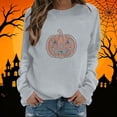 thumbnail image 1 of Luivaraty Sweatshirt for Women Crew Neck Fall Outfits Tops Casual Losse Long Sleeve Halloween Rhinestone Pumpkin Face Sweatshirt, S-2XL, 1 of 5