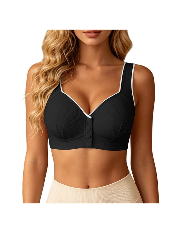 Women's Bras Plus Size Front Closure Bras Fashion Soft Thin Wireless Breathable Adjustable Jelly Sleep Bra, S-3XL