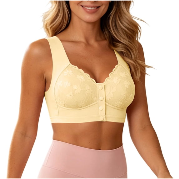 Luivaraty Women's Bras Plus Size Front Closure Bras Fashion Soft Thin Wireless Breathable Adjustable Jelly Sleep Bra, S-3XL
