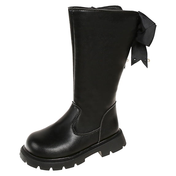 Lujianch Autumn Simple And Cute Bow Knot Long Sleeve Boots For Big Girls Soft Sole Boots Girls Ankle Boots