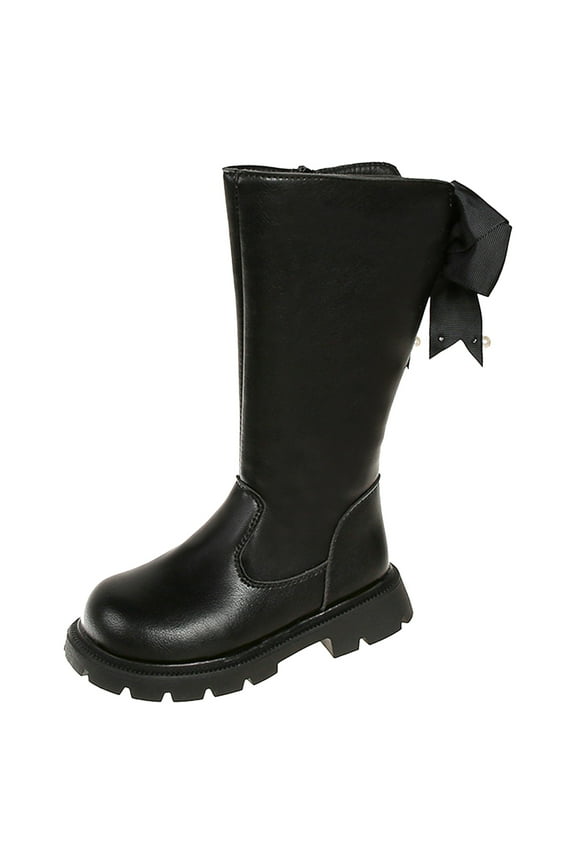 Autumn Simple And Cute Bow Knot Long Sleeve Boots For Big Girls Soft Sole Boots Girls Ankle Boots