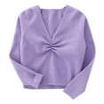 thumbnail image 1 of Lujianch Autumn Winter Toddler Girls Long Sleeve Warm Solid Color Blouse Ballet Wrap Tops Velvet Dance Sweater Girls T Shirts Size 5-6 Years, 1 of 3