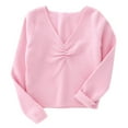 thumbnail image 1 of Lujianch Autumn Winter Toddler Girls Long Sleeve Warm Solid Color Blouse Ballet Wrap Tops Velvet Dance Sweater Girls T Shirts Size 8-10 Years, 1 of 5