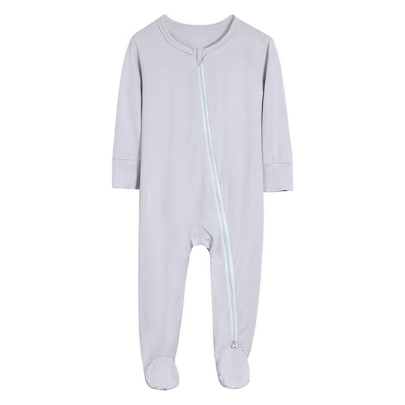 Lujianch Baby Boys Girls Cotton Rompers Footed Pajamas Zipper Long Sleeve Sleeper Jumpsuit,Gray Sizes 0-3 Months