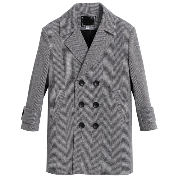 Lujianch Boys Double Breasted Coat Kids Winter Collar Overcoat Size 6-7 Years