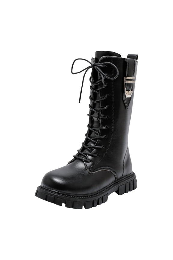 Children Shoes Are Comfortable And Soft Flat Boots Fashionable Lace Up Princess Boots Non- Girls School Boots