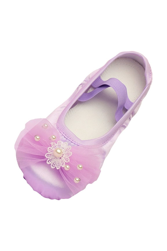 Children Shoes Dance Shoes Ballet Performance Diamond Lace Bow Yoga Shoes Non- Girls Athletic Shoes Size 11-11.5 Years
