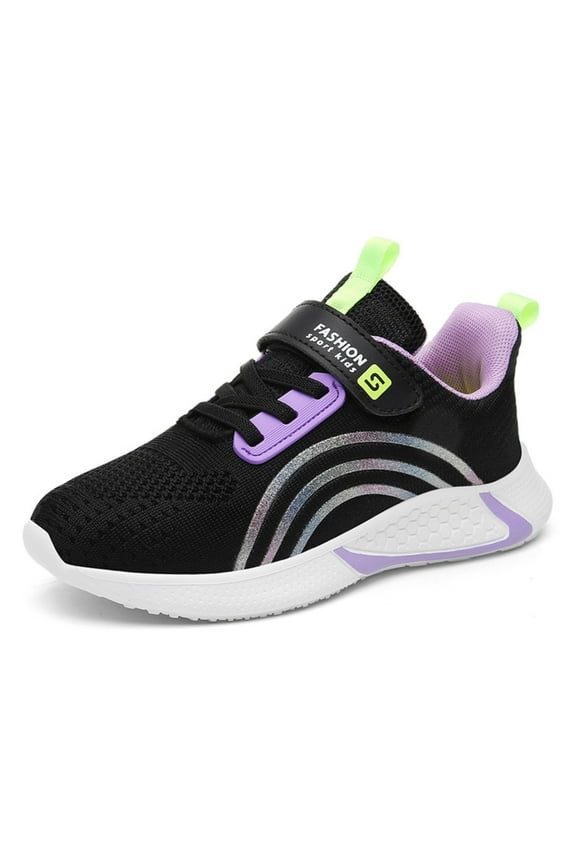 Children's Fashion Mesh Lace Up Sneakers Color Matching Casual Comfortable Running Shoes Girls Dance Sneakers Size 4.5-5 Years