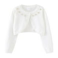 thumbnail image 1 of Lujianch Girls Knit Cardigan Sweater Casual Summer Fall Outerwear For Toddler Kids Teenage Girls With Rhinestone Design Girls Dress Shirts‌ Size 4-5 Years, 1 of 5