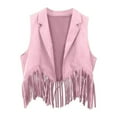 thumbnail image 1 of Lujianch Girls Suede Fringe Vest Sleeveless Boho Tassels Jacket Cardigan Size 11-12 Years, 1 of 3
