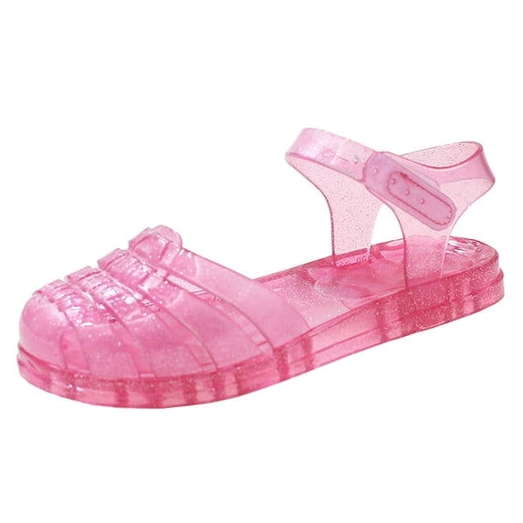 Lujianch Kids Girl Jelly Sandals Girls Closed Toe Princess Summer Dress Shoes Beach Flat Sandals Girls Dance Sneakers Size 7-8 Years