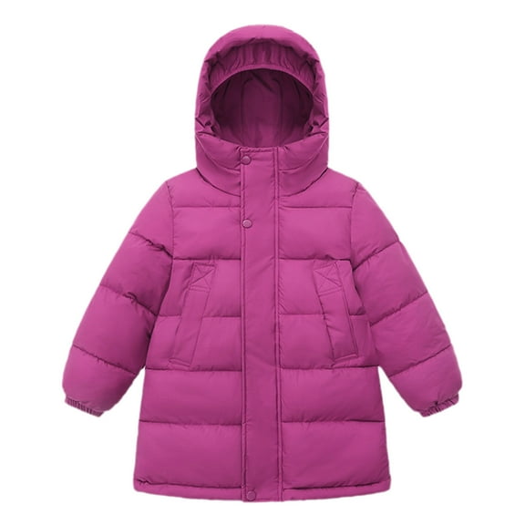 Lujianch Kids Long Hooded Coat Boy Girls Winter Warm Quilted Jacket Padded Outerwear Coats Lightweight Jacket for School
