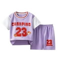 thumbnail image 1 of Lujianch Kids Sports Shorts Sets Boys Jerseyss Tracksuit 2 Piece Basketball Performance Tank Shirt Top And Mesh Shorts Set Size 2-3 Years, 1 of 3