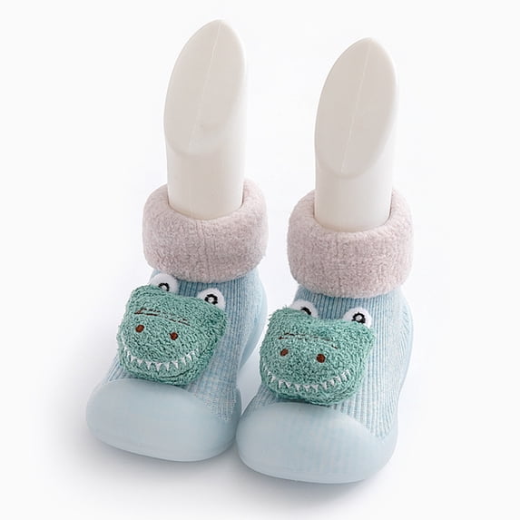 Lujianch Kids Toddler Baby Boys Girls Solid Warm Knit Soft Sole Rubber Shoes Socks Slipper Stocking Boys Slippers Size 8-10 Size 5.5M