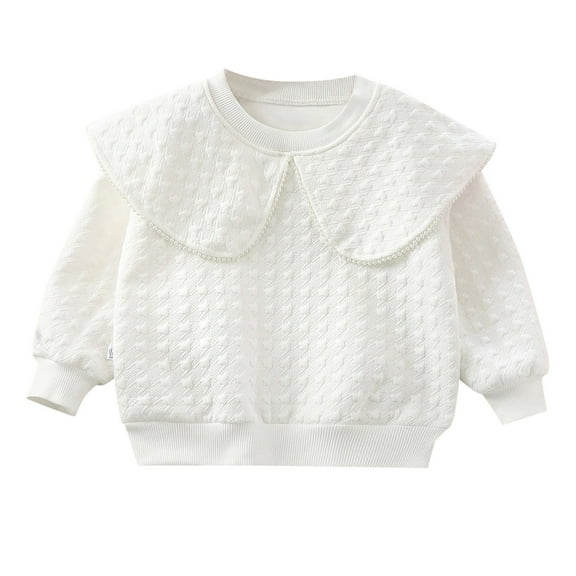 Lujianch Kids Toddler Baby Girls Long Sleeve T Shirt Top Blouse Solid Color Shirt, White Sizes 6-12 Months