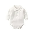 thumbnail image 1 of Lujianch Toddler Boys Girls Pure Color Long Sleeve Lapel Bodysuit Girls Long Sleeve Rompers Size 3-6 Months, 1 of 5