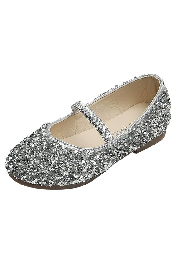 Princess Soft Shoes Baby Leather Shoes Sequined Children Girls Bottom Dance Baby Shoes Lightweight Athletic Shoes Size 10.5-11 Years