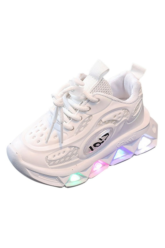 Sports Luminous Breathable Casual Shoes With Light For Middle And Small Children Lightweight Soft Sole Baby Walking Shoes Kids Running Shoes Girls Size 4.5-5 Years