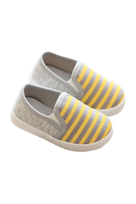 Spring And Autumn Children's Classic Fashion Casual Shoes With Striped Soft Soles Kids Running Shoes Girls Size 7.5 M