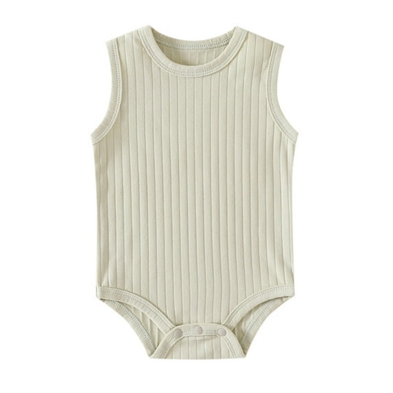 Lujianch Toddler Boy Girl Solid Romper Ribbed Sleeveless Bodysuit Jumpsuit Knitted Outfits Clothes Baby Girl Rompers Size 0-3 Months