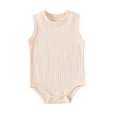 thumbnail image 1 of Lujianch Toddler Boy Girl Solid Romper Ribbed Sleeveless Bodysuit Jumpsuit Knitted Outfits Clothes Baby Girl Rompers Size 9-12 Months, 1 of 3