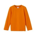 thumbnail image 1 of Lujianch Toddler Kids Boys Girls Long Sleeve Basic Inside T Shirt Casual Tees Shirt Tops Solid Cloths, Orange Sizes 5-6 Years, 1 of 3