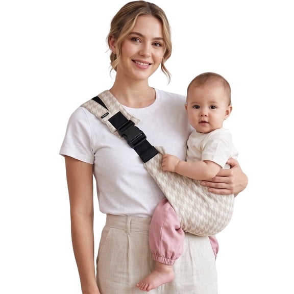 Lujifo Ergonomic Baby Sling, Khaki Houndstooth Toddler Side Carrier
