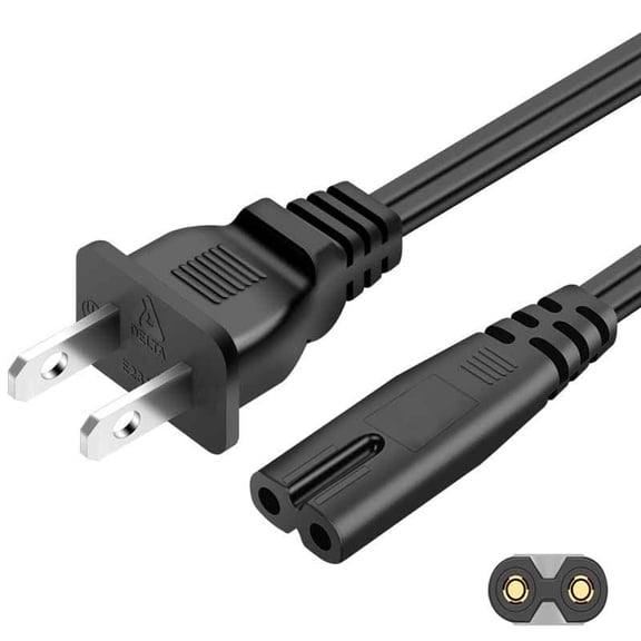 LujingZ 10ft 2 Prong UL Listed TV Power Cord Cable Compatible with Samsung TCL Roku Smart 4K TV LG Multiple Sizes