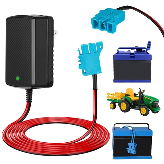 LujingZ 12V Battery Charger - Compatible with All 12V Peg Perego Vehicles & Batteries, Also for John Deere Tractor, Gator XUV, Polaris RZR 900 Ride - On Cars - Ensures Universal Fit, Ideal for Kids'