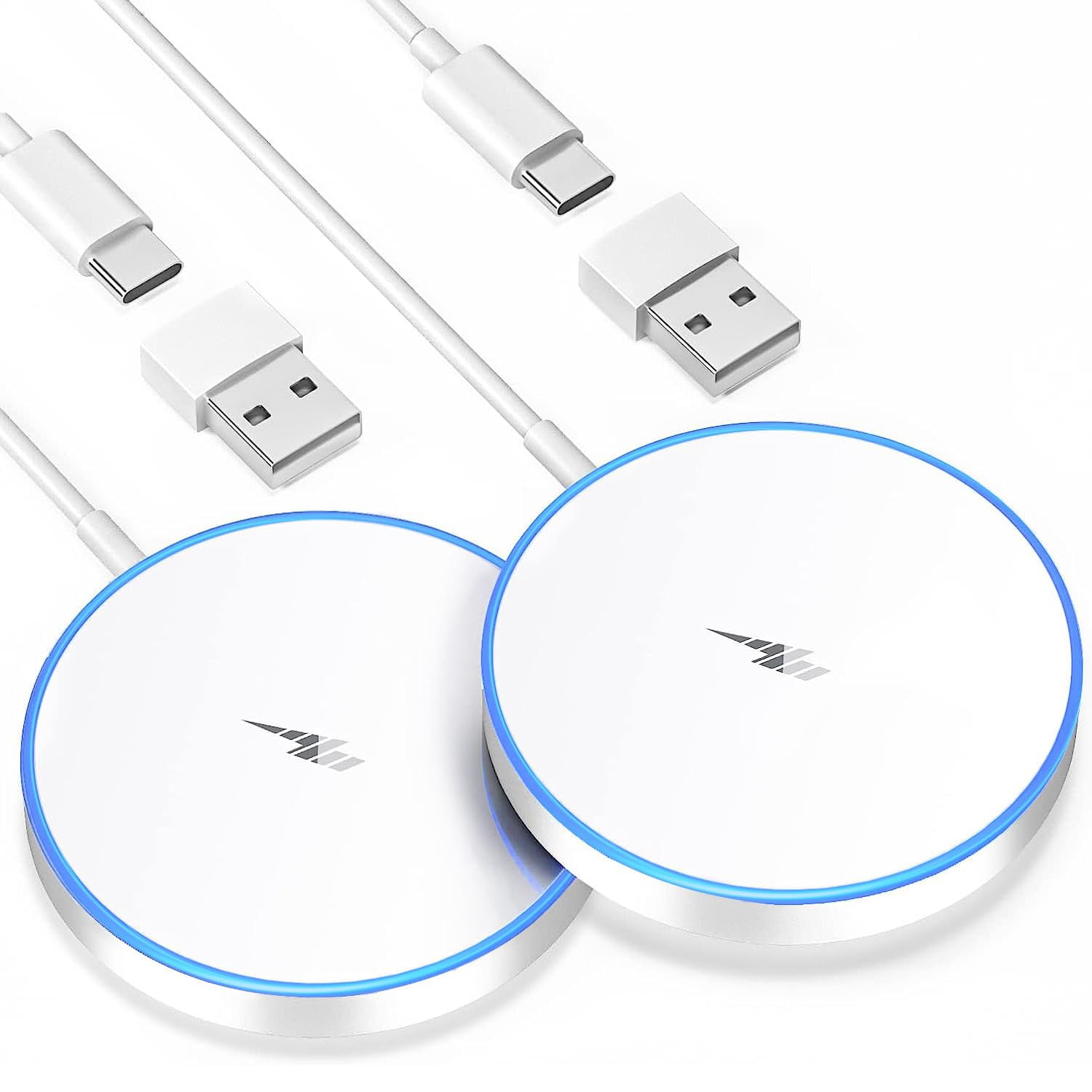 LujingZ 2 - Pack 15W Fast Magnetic Wireless Charger - for iPhone & AirPods - 5ft Dual - Port Cable