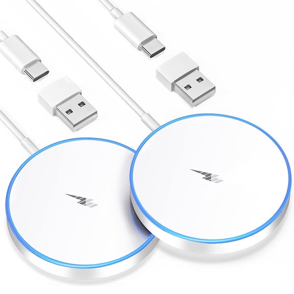 LujingZ 2 - Pack 15W Fast Magnetic Wireless Charger - for iPhone & AirPods - 5ft Dual - Port Cable