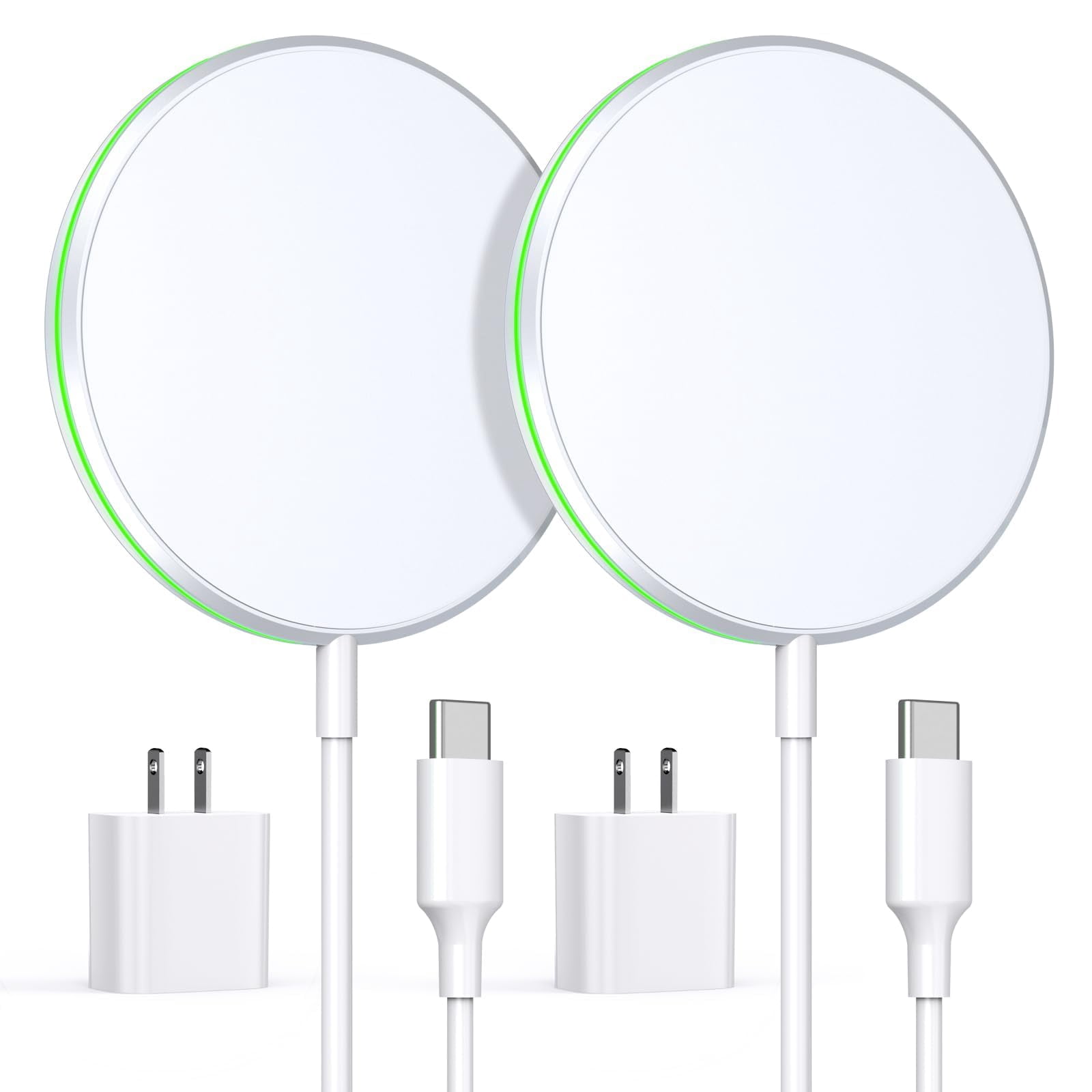 LujingZ 2 - Pack 15W Magnetic Wireless Apple Mag - Safe Charger with 20W Adapter - for iPhone 16/15/14/13/12 Pro/Max/Plus/Mini & AirPods 3/2/Pro 2/Pro - 5ft Cable