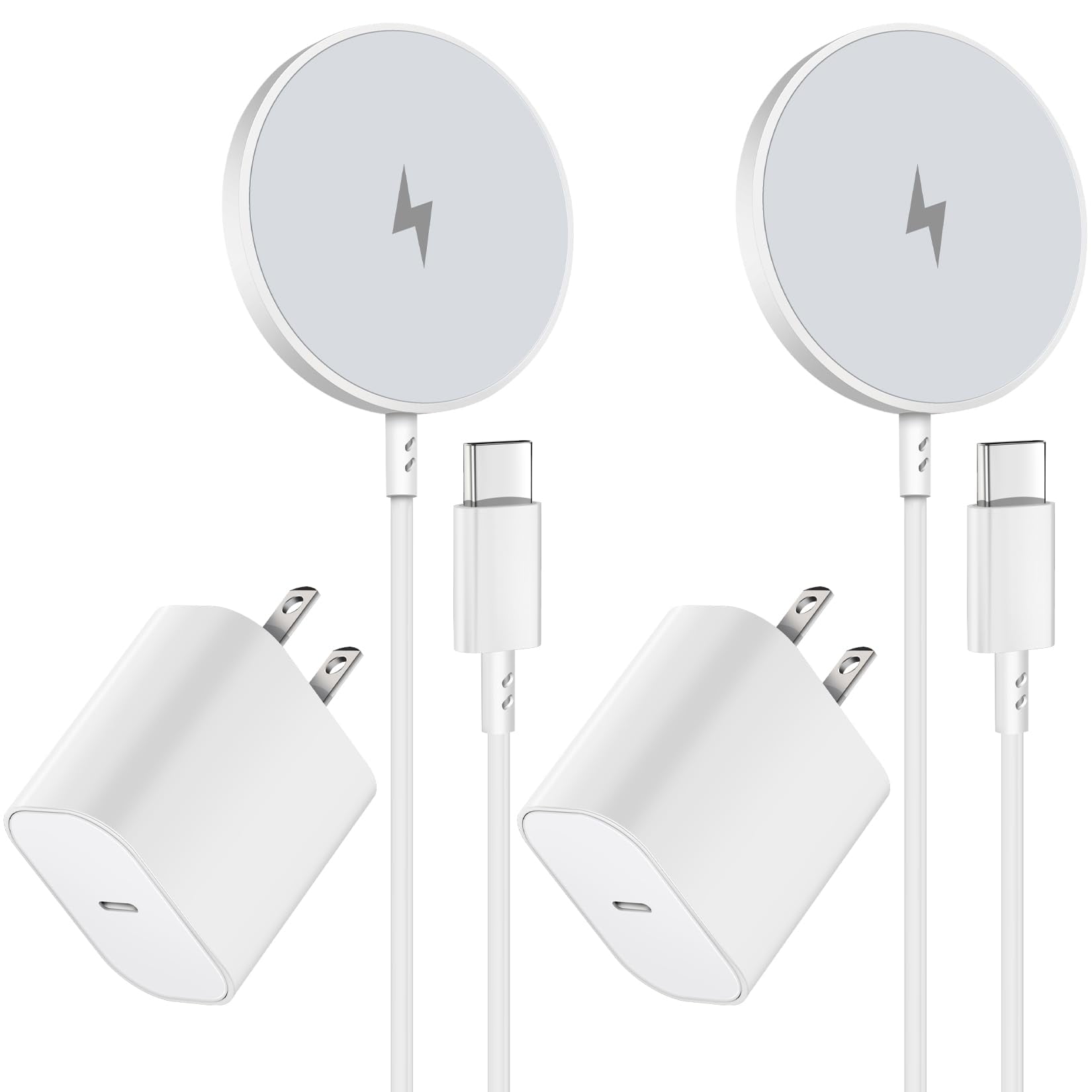 LujingZ 2 - Pack Magnetic Wireless Charger - 6FT Fast Mag - Safe Charging for iPhone 16/15 Series & AirPods 3/2/Pro 2 - with Apple USB - C Charging Block