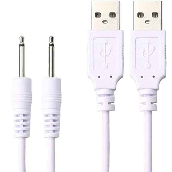 LujingZ 2 Pack USB to DC 2.5mm Charging Cable 3.3Ft, Replacement Wand Massager Charger Cord Compatible with Beauty Instrument Personal Care Devices, Max DC 12V, Fast Charge, 4-Pin, White