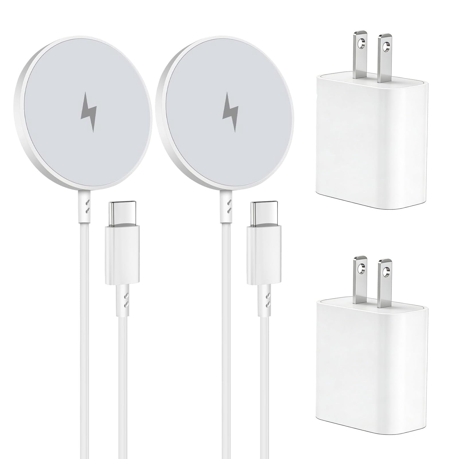 LujingZ 2 - Pack Wireless Magnetic Fast Apple Mag - Safe Charger - Flat Charging Pad for iPhone 17Pro Max/16 Pro Max/16Pro/16/15Pro Max/15 Plus/14/13/12 & AirPods 3/2/Pro/Pro 2