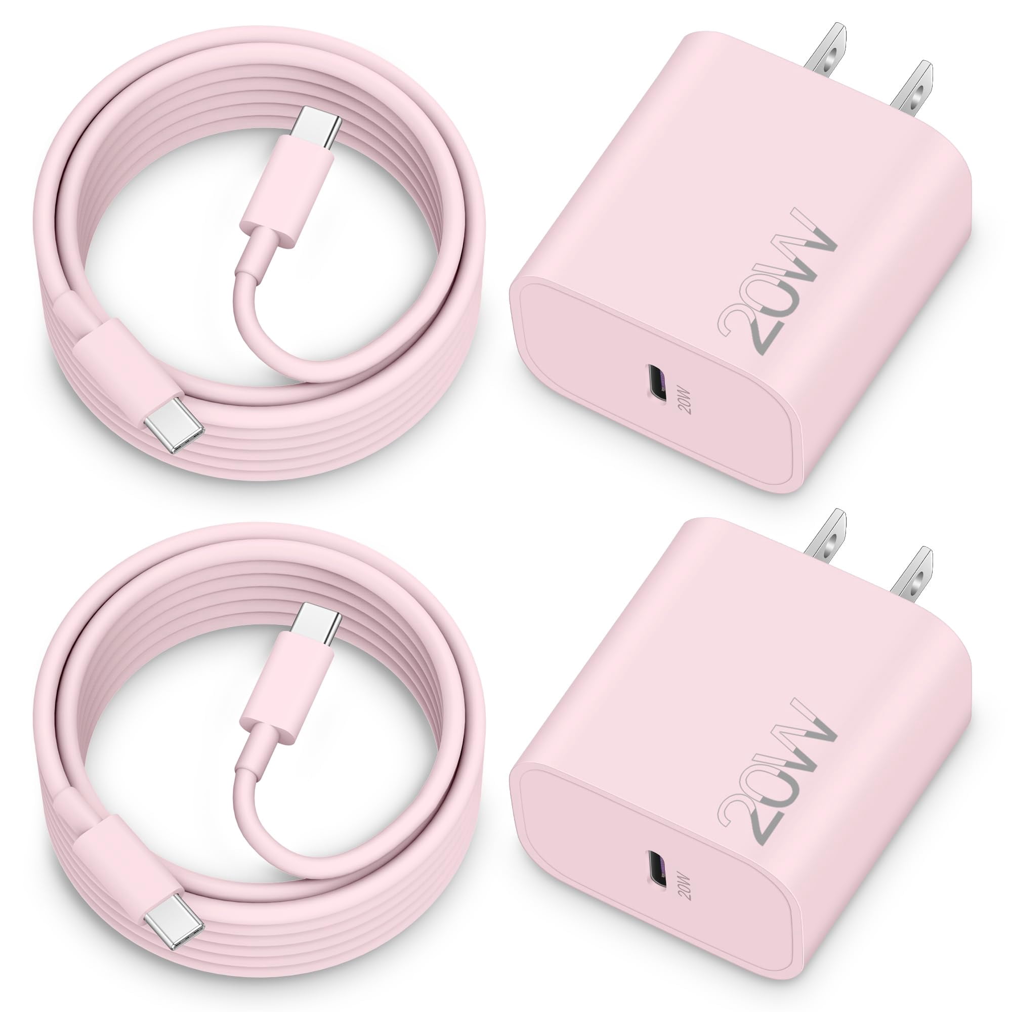LujingZ 20W Fast Charging USB C Wall Charger, 2 - Pack with 6FT USB C Cable, Compatible for iPhone 17/16/15 Series, iPad Pro 13/12.9/11 inch, AirPods