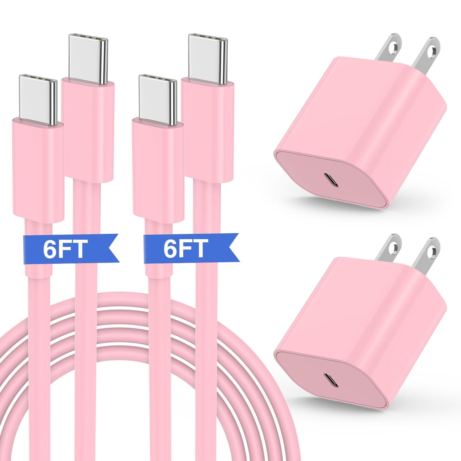 LujingZ 20W USB C Charging Block with 6ft Type C - to - C Cable, Fast Charger Compatible for iPhone 17/16/15 Series, iPad 12/11 inch, iPad Mini 6th Gen