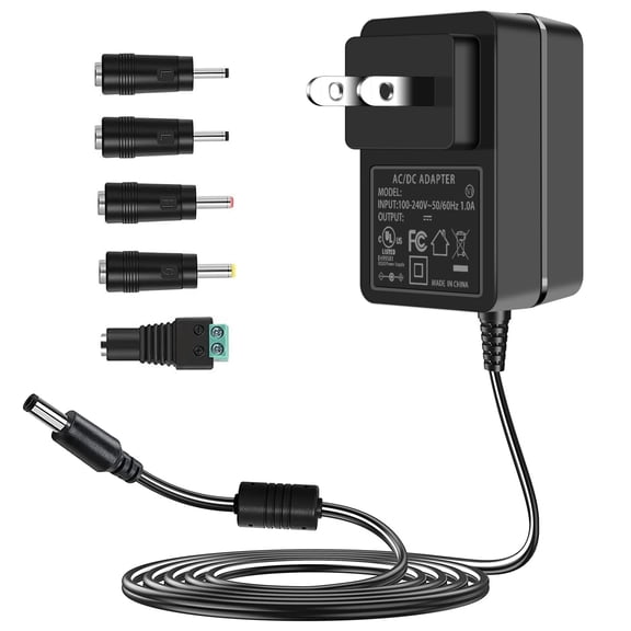 LujingZ 24V 1.5A DC Power Supply - 100 - 240V Input, 36W Max with 5 Tips for LED Lights, Diffusers & More (Not for Charging)