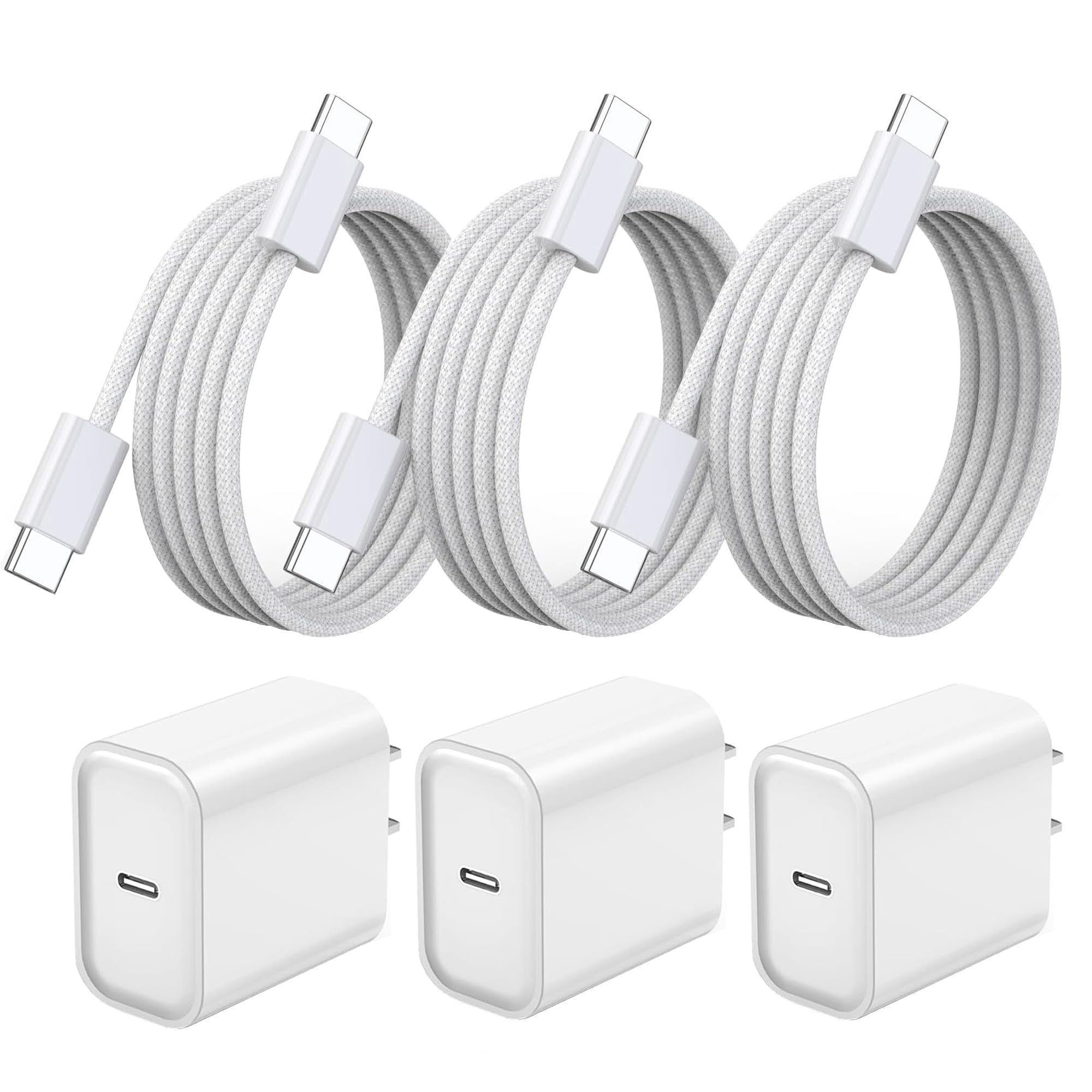 LujingZ 3 - Pack 20W Fast Charging USB to C Wall Charger with Cord Compatible with iPhone 15/16/17 Series iPad Pro AirPods - Ideal for Apple Devices' Quick Power - up