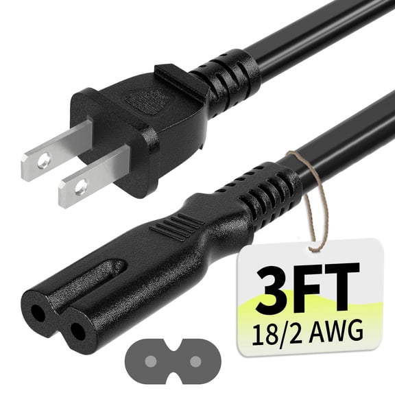 LujingZ 3FT 2 Prong AC Power Cord Cable 18AWG C7 Figure 8 NEMA 1-15P Gaming Console Power Cable Comparable with PS5 PS4 Xbox One Series X/S TV Printer 125V 7A ETL Listed