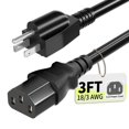 thumbnail image 1 of LujingZ 3FT AC Power Cord Cable 18AWG NEMA 5-15P to IEC C13 3 Prong Computer Power Cable Comparable with TV PC Monitor Printer PlayStation HP Dell Lenovo 125V 10A ETL Listed, 1 of 7