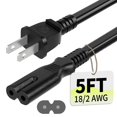 thumbnail image 1 of LujingZ 5FT 2 Prong AC Power Cord Cable 18AWG C7 Figure 8 NEMA 1-15P Gaming Console Power Cable Comparable with PS5 PS4 Xbox One Series X/S TV Printer 125V 7A ETL Listed, 1 of 7