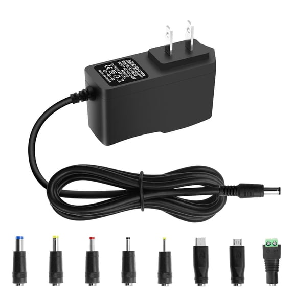 LujingZ 5V 1A DC Power Supply Adapter 5W AC/DC Charger 8 - TIPs for Security Cam Baby Monitor More 100 - 240V Input Universal Fit