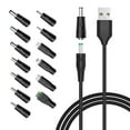thumbnail image 1 of LujingZ 5V Universal USB to DC Power Cable 5Ft with 13 Adapter Plugs, Compatible with Webcam Router Bluetooth Speaker Scanner DVR Hard Disk Box USB Hub LED Fan, Max 3A, Anti-Tangle, Black, 1 of 7
