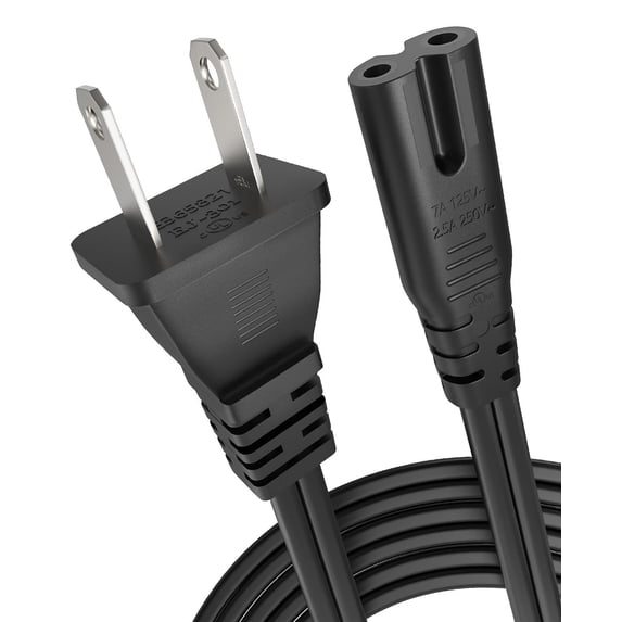 LujingZ 6FT 18AWG 7A 125V AC Power Cord 2 Prong Non-Polarized  Universal Cable UL Listed