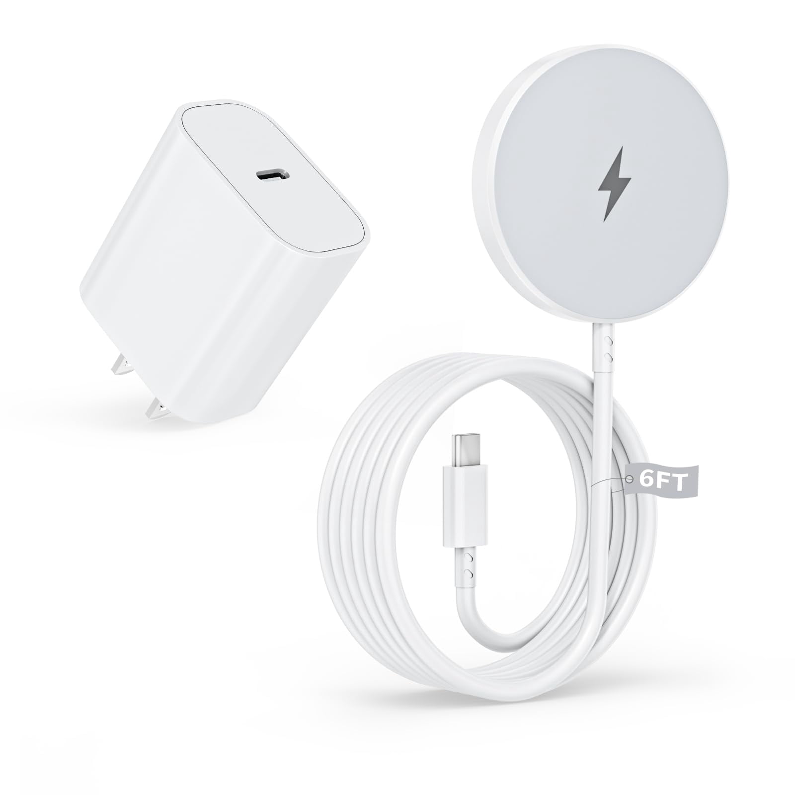 LujingZ 6FT Magnetic Wireless Fast Apple Mag - Safe Charger - Charging Pad for iPhone 17Pro Max/16 Pro Max/16Pro/16/15Pro Max/15 Plus/14/13/12 & AirPods 3/2/Pro/Pro 2