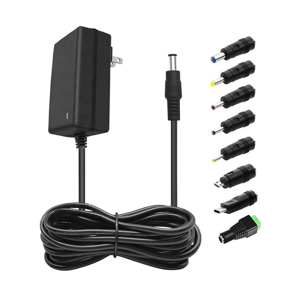 LujingZ 6V DC Power Supply 2A Universal AC Adapter 100-240V 50/60Hz AC to 6 Volt 2 Amp 2000mA Transformer 10FT DC 6V Power Cord with 8 DC Plug Tips Compatible with LED Strip