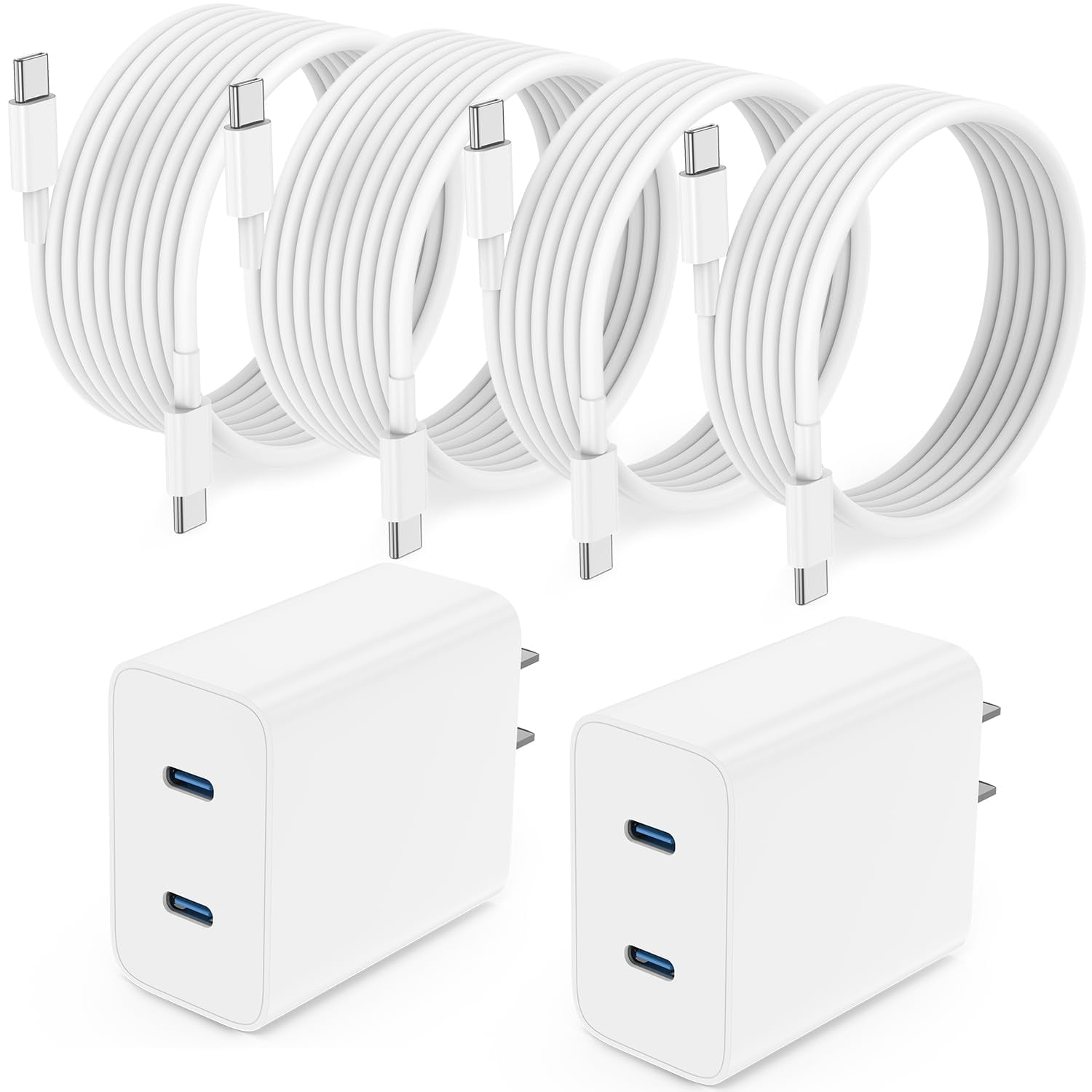 LujingZ Apple iPhone 17 16 15 Dual Port 45W USB-C PD Fast Charger Block with 6ft and 10ft Type C to C Cable Cord Mixed Length Compatible with iPhone Pro Max Pro Air Plus iPad Mini Wall Plug Cube Br