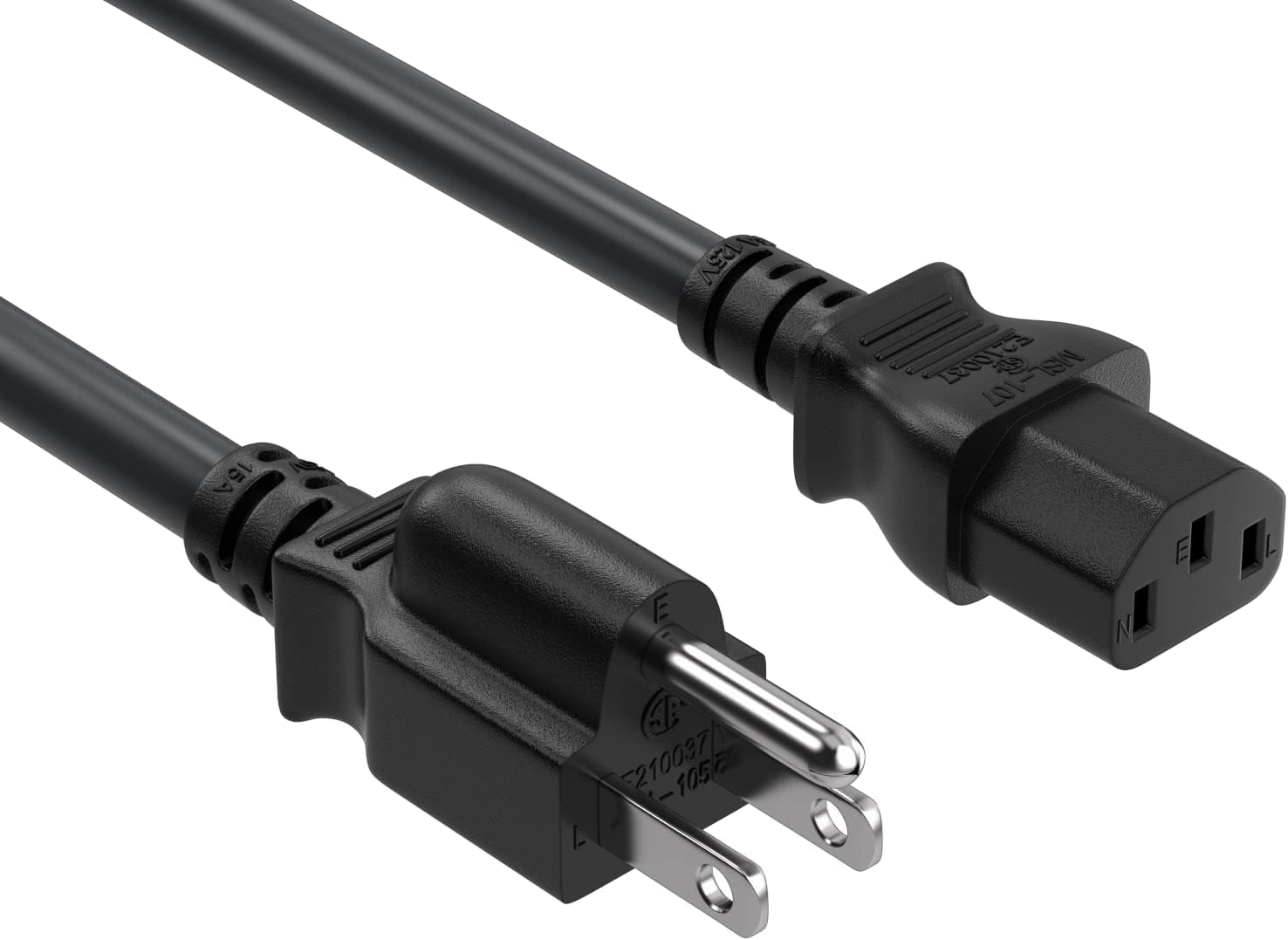 LujingZ Cable Leader 10ft 14AWG Computer Power Cord, NEMA 5-15P to IEC C13 AC Power Cable, Heavy Duty 3-Prong Replacement Power Cord for PC, Monitor, Printer, Server & TV - Black